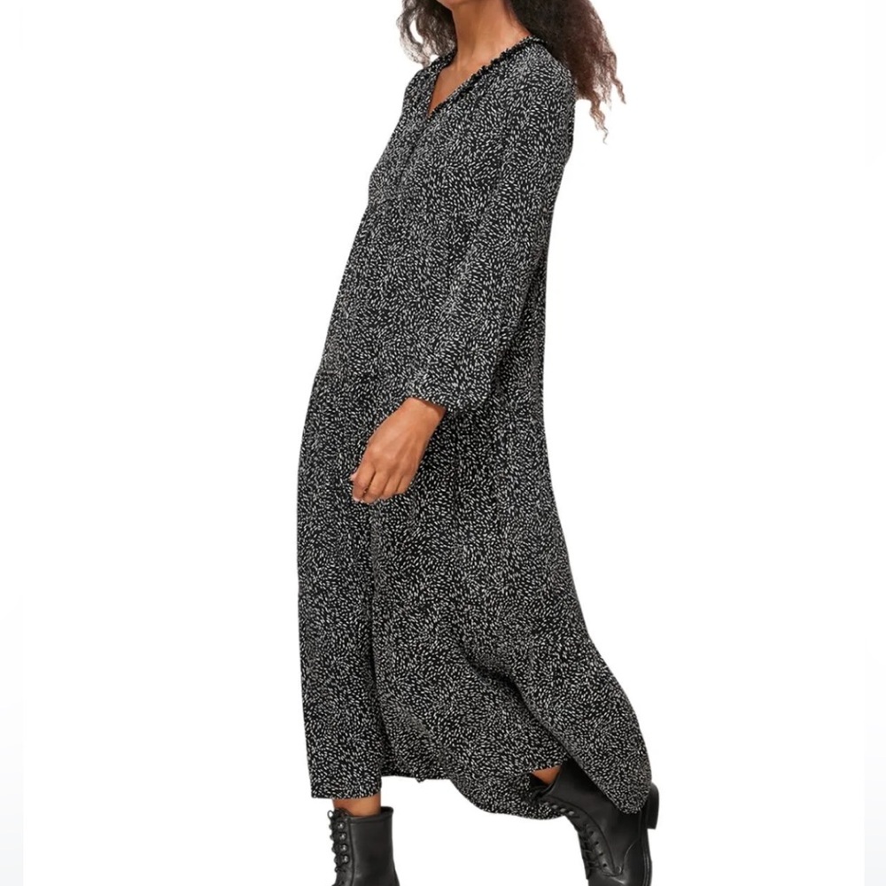 Whistles Freckle Print Enora Tiered Prairie Long Sleeve Maxi Dress Size 4